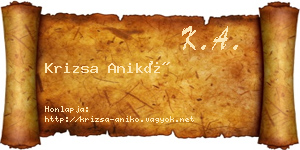 Krizsa Anikó névjegykártya